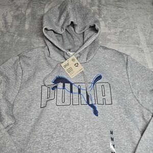 Puma Hoodie Mens Medium Gray Logo Pullover Sweatshirt NWT Athletic Hoodie
